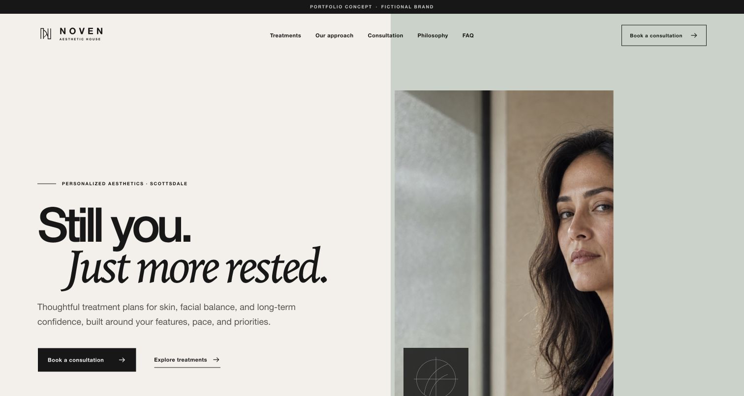 Noven Aesthetic House website homepage